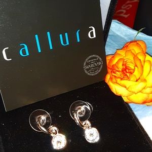 NWT Clear Charm Earings w/Sawaroski Crystals